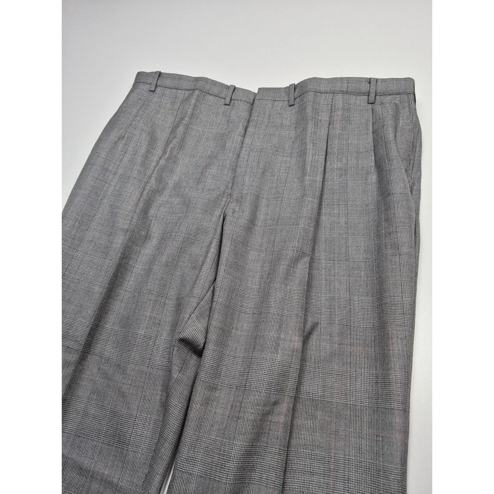 VTG Sansabelt Suit Mens 48 Gray Poly Wool Plaid Tweed 2 Piece 44x36 USA NWT